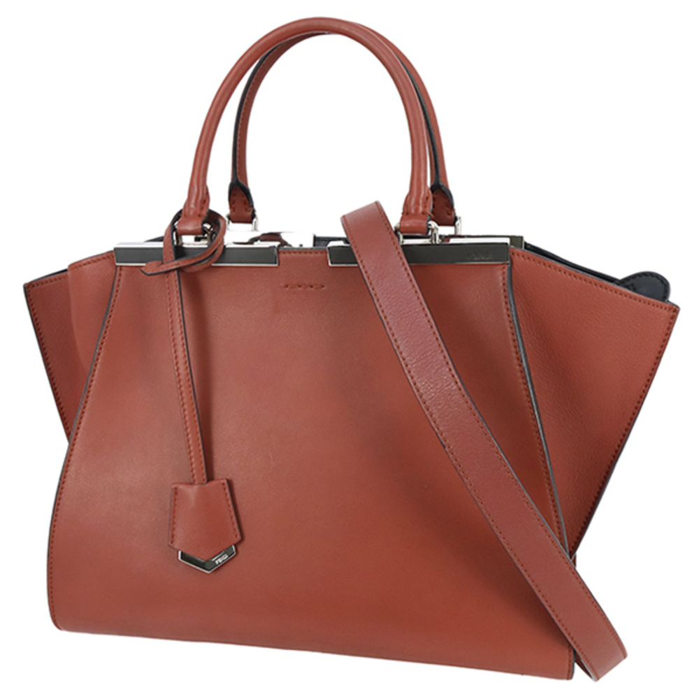 Fendi Handbag shoulder bag Trois Jours calf leather red